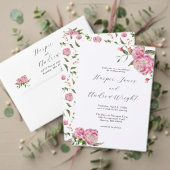 Roze Pioen Bloem Bruiloft Diner Menu (Personaliseer deze collectie van deze onafhankelijke maker. Test)