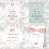 Pink Peony Rococo Flowers Baby shower Papieren Bekers