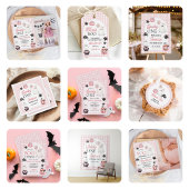 Spooky One Pink Ghost Halloween 1st Birthday Party Kaart
