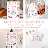 Schattigee Spooky One Pink Halloween Ghost 1st Bir Kaart