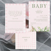 Cute Rabbits Pink Gingham Baby Girl Shower Papieren Bordje