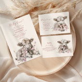 Roze Meisje Bloemen Highland Koe Baby shower Kaart