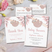 Roze Luiaard Baby shower Luier Raffle Informatiekaartje