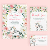 Roze Bloemen Koe Meisje Baby shower Papieren Bordje