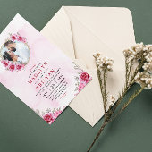 Roze Goud Minimalistische Bloemenbruiloft Programmakaart