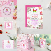 Roze gouden paarse sierlijke vlinder meisje verjaa cadeaupapier