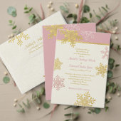 Roze Gold Snowflake Winter Weddenschap Kaart (Personaliseer deze collectie van deze onafhankelijke maker. Test)