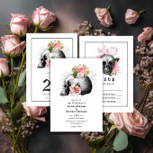 Roze bloemrijke Halloween gotische Bedankkaart