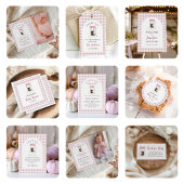 Pink Gingham Halloween Ghost Girl 1e verjaardag Kaart