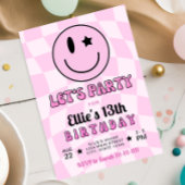 Retro Roze Gelukkig Gezicht Verjaardagsfeestje Fav Bedankjes Labels