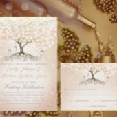 Paarse Lila en roze hekelbladerbomen Drieluik Uitnodiging