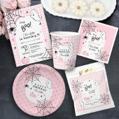 Roze Houndstooth Halloween Eerste Verjaardag Hey B Spandoek