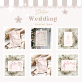 Roze Italiaans eten schets bruiloft Save The Date