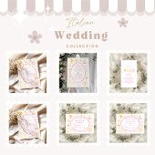 Roze Italiaans eten bruiloft schets Bedankkaart