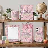 Roze Letters Leraar School Patroon Groot Cadeauzakje