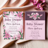 Pink Blooming Lily Bad Handdoek