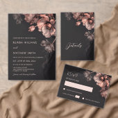 Roze Metallic 3D Bloemen Trouw Uitnodiging (Personaliseer de collectie van deze zelfstandige maker.)