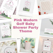 Roze Modern Golf Baby shower Bedankkaart
