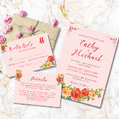 Oranje gele bloemen Chinese bruiloft RSVP