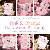 Roze Halloween-verjaardagsfeestje Kaart