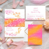 Whimsical Roze Sinaasappel Bloemen Hand getrokken Bedankkaart