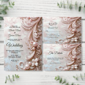 Pink Ornate Pearl and Floral RSVP Card (Personaliseer de collectie van deze zelfstandige maker.)