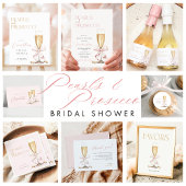 Roze lint parels & Prosecco Bruiloftsfeest Bedankkaart