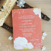 Pink Peony Coral Shades Wedding Kaart