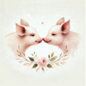 Roze Varkens Snout naar Snout Bloemen Rustiek RSVP Kaart