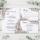 Roze Poinsettia dubbele zijprogrammakaart Programmakaart (Personaliseer de collectie van deze zelfstandige maker.)