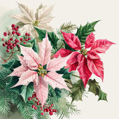 Roze Poinsettias Elegante Kerst Kaart