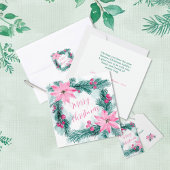 Roze Poinsettias Bloemen Kerst Papier Bord