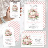 Roze waterverf kleine pompoen baby meisje douche papieren bordje