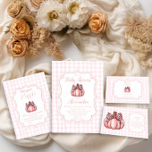 Roze Pumpkin Bow Girl Baby shower Papieren Bordje