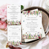 Roze paarse bloemen met Butterflies Table Number Kaart