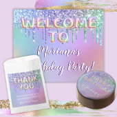 Foto 6e Paarse Roze Glitter Verjaardagsfeest Kaart