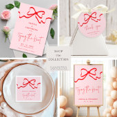 Roze Rode Bow Moderne Bruiloft RSVP Kaart