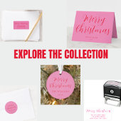 Modern elegant script Vrolijk kerstroze rood Ornament