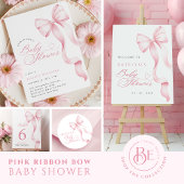 Pink Ribbon Baby Shower Table Number Kaart