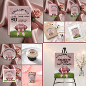 Pink Ribbon Football Touchdown Baby shower Papieren Bordje
