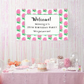 Roze Rozen Verjaardagsbanner Spandoek