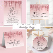 Elegant Glitter Roze Rose Gold 50ste verjaardagsfe Kartonnen Onderzetters