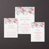 Pink 3D Roses Wedding RSVP Kaartje (Personaliseer de collectie van deze zelfstandige maker.)