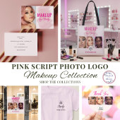 Roze Script Logo QR Code Foto Waterverf Make-up Tote Bag