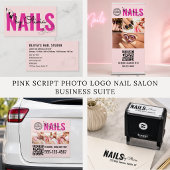 Moderne Blush Roze Script Foto Qr Code Nagelsalon Visitekaartje