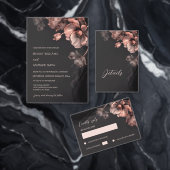 Pink Shiny Metallic Black Floral Details Informatiekaartje (Personaliseer de collectie van deze zelfstandige maker.)