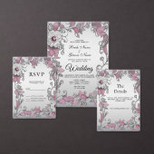 Roze Zilveren Witte Bloemen Tafel Nummer Kaart (Personaliseer de collectie van deze zelfstandige maker.)