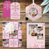 Sneeuwvlok Roze Glam Minimale Kerstmis Party Servet