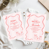 Roze Streep Coquette Bow Baby shower Kaart