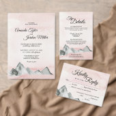 Pink Sunrise Mountain Weddenschap All In One Uitnodiging (Personaliseer de collectie van deze zelfstandige maker.)